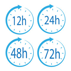 Poster - Unique set of images of the remainder of the time in blue on a white background. Vector illustration. Stock Photo.