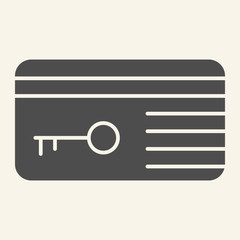 Poster - Key card solid icon. Hotel electronic room keycard symbol, glyph style pictogram on beige background. Electronic plastic pass sign for mobile concept and web design. Vector graphics.