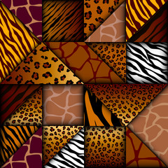 Leinwandbilder - Paper cut shapes design. Seamless vector pattern.
