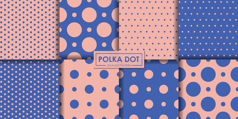 Wall Mural - Pastel polkadot seamless pattern collection, Abstract background, Decorative wallpaper.