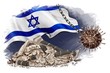 Israel Economy falling,risk, global change. banking crisis,bankruptcy,budget recession. Wrecking coronavirus ball on chain hangs near cracked bank. crack business, economy.