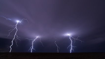 Wall Mural - lightning bolt strikes in a storm 