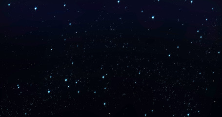 Sky stars, starry night blue starlight shine in dark space universe background. Twinkling and blinking stars in sky with glimmer shine of galaxy, seamless loop