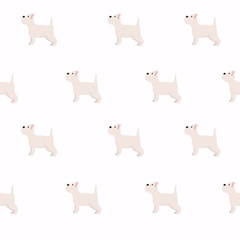  Puppies dog seamless pattern. Vector illustration.