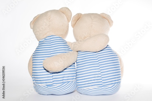 Cuadros en Lienzo amistad como dos peluches se abrazan