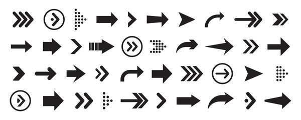 Aufkleber - Set of arrows collection in black color on a white background for website design