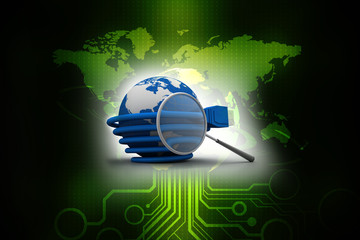 Poster - 3d rendering Network connection, internet communication and computer technology concept, closeup view of curved ethernet cable plug connector