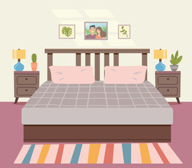 Wall Mural - Interior space bedroom. Vector flat style illustration