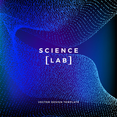 Science or technology background with dynamic particles. Trendy colourful design template. Applicable for banners, posters, placards, flyers, covers, presentations, identity, social media, websites.