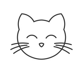 Wall Mural - cute cat face line icon.