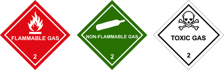 Wall Mural - Flammable Gas Warning Sign, Warning Symbol, Class 2 Hazard Warning Diamond Placard