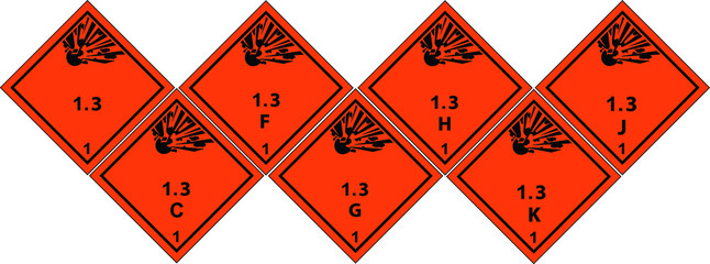 Wall Mural - Explosives Warning Sign, Warning Symbol, Class 1 Hazard Warning Diamond Placard