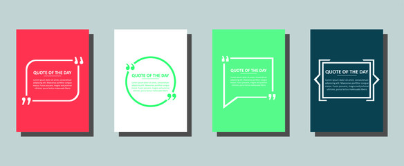 Quote frames blank templates set. Text in brackets, citation empty speech bubbles, quote bubbles. Textbox isolated on color background.