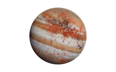 Wall Mural - red jupiter like fiction exoplanet isolated on white background. high detaled 3d render illustration