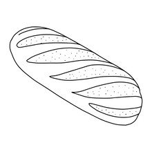 A Bun With Doodle-style Incisions.Outline Drawing By Hand.Black And White Image.Monochrome.Pastries For Breakfast.Confectionery.Vector Illustration.