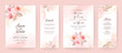 Elegant wedding invitation card template set with watercolor and floral decoration. Flowers background for social media stories, save the date, greeting, rsvp, thank you