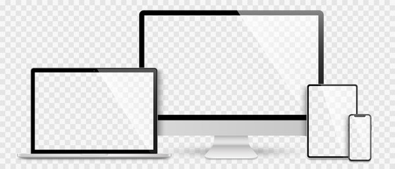 Poster - realistic set computer, laptop, tablet and smartphone. device screen mockup collection. realistic mo