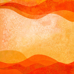 Wall Mural - Autumn background. Watercolor transparent orange colored hand painted waves illustration