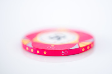 Wall Mural - poker chips on a white background