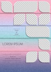 Wall Mural - Template for photo collage or infographic in modern style. Frames for clipping masks are in the vector file. Template for a photo album with leaves shapes frames and gradient