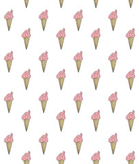 Sticker - Vector hand drawn doodle sketch pink colored ice cream isolated on white background