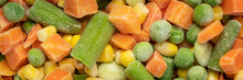 Closeup Background And Texture Of Frozen Vegetable Medley