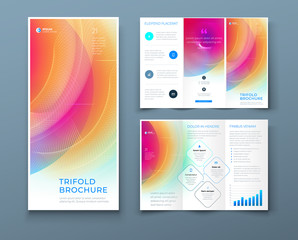 Wall Mural - Tri fold brochure design with liquid abstract element. Corporate business template for trifold flyer. Layout with modern abstract background. Creative concept folded flyer or brochure.