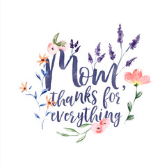 Mom thanks for everything floral quote card