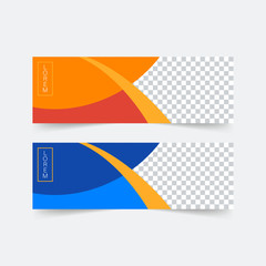 Wall Mural - Abstract Banner Template Design. Horizontal header, web banner. Social Media Cover, poster. Vector abstract geometric design banner web template. Vector illustration