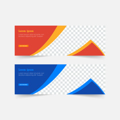 Wall Mural - Abstract Banner Template Design. Horizontal header, web banner. Social Media Cover, poster. Vector abstract geometric design banner web template. Vector illustration