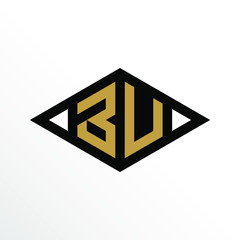 Initial Letter BU Geometric Abstract Diamond Shape Logo Design