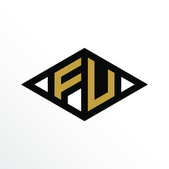 Initial Letter FU Geometric Abstract Diamond Shape Logo Design