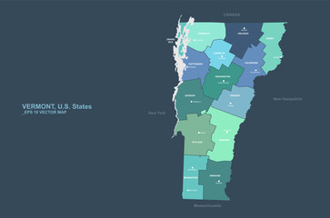 Wall Mural - vermont map. vector map of vermont, U.S. states. 