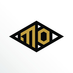 initial letter mo geometric abstract diamond shape logo design