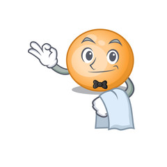 Sticker - A cartoon character of staphylocuccus aureus waiter working in the restaurant