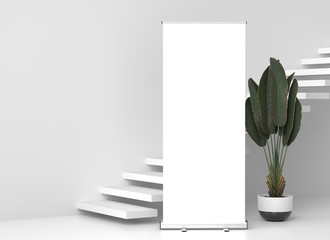 Wall Mural - roll up banner stand mockup. 3d render.
