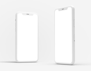 Clay smartphone mockup. 3D rendering.