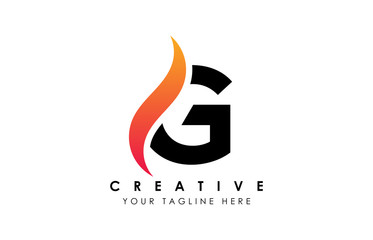 Wall Mural - Creative G Letter Logo Design with Swoosh Icon Vector Illustration.