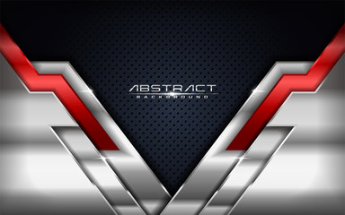 Wall Mural - modern futuristic background vector on layer red with dark navy and metallic silver with abstract st