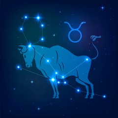 Wall Mural - Taurus - constellation of the zodiac at night starry sky