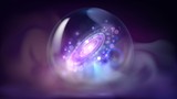 Fototapeta Tęcza - Magic crystal ball with a galaxy inside, prediction of the future and prophecy