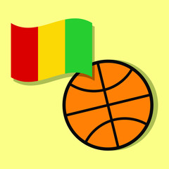 Poster - Basketball ball with Guinea national flag 