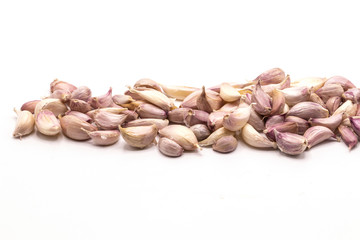 Close up of garlic isolate on white background.