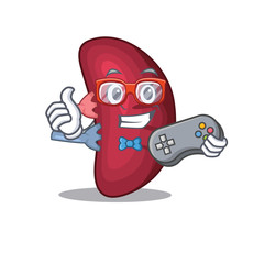 Sticker - Mascot design concept of human spleen gamer using controller