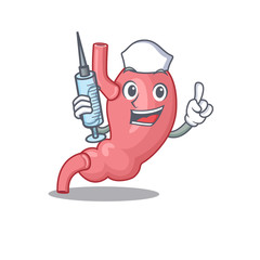 Wall Mural - A nice nurse of human stomatch mascot design concept with a syringe