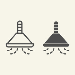 Poster - Cooker hood line and solid icon. Kitchen exhaust hood symbol, outline style pictogram on beige background. Ventilation sign for mobile concept and web design. Vector graphics.