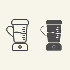 Poster - Blender line and solid icon. Juicer Mixer symbol, outline style pictogram on beige background. Kitchen electric appliances sign for mobile concept and web design. Vector graphics.