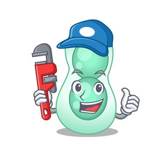 Poster - Serratia marcescens Smart Plumber cartoon character design with tool