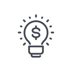 Poster - Financial idea line icon. Light bulb with Dollar vector outline sign.