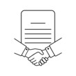 © Denys - Business contract line vector icon. Handshake illustration sign. partners symbol. document logo. deal mark.